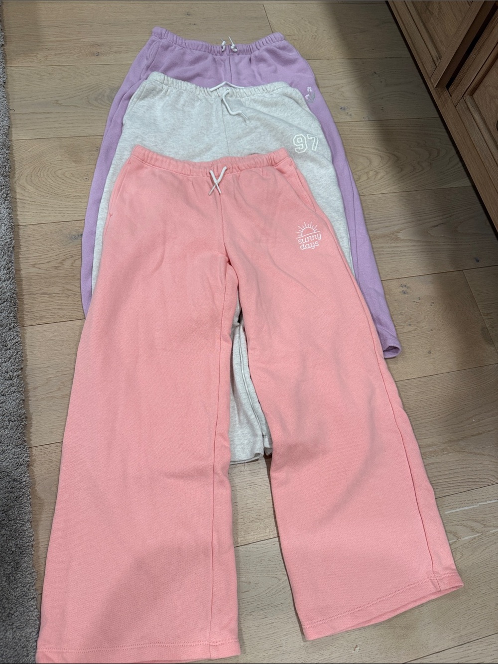 Three girls pants large 10/12 only 3 months old